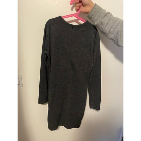 Zara Mini Dress Women's Medium Gray Crew Neck long Sleeves Pullover Knitted - Picture 3 of 6